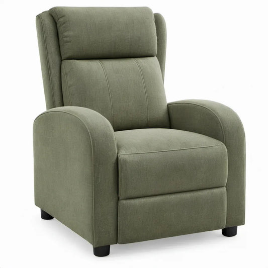 Olijfgroene fauteuil met hoge rugleuning en zwarte poten, 86 x 90 x 105 cm