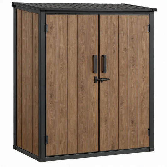 Buitenopbergkast met dubbele deuren 120 x 65 x 160 cm Bruin/Zwart